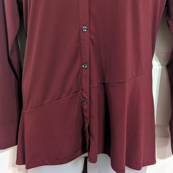 DISCOUNTED FINAL PRICE H by Halston Button Down Asymmetrical Tunic Top - Picture 2 of 7